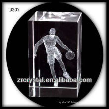 K9 3D Laser Playing Basketball Inside Crystal Rectangle